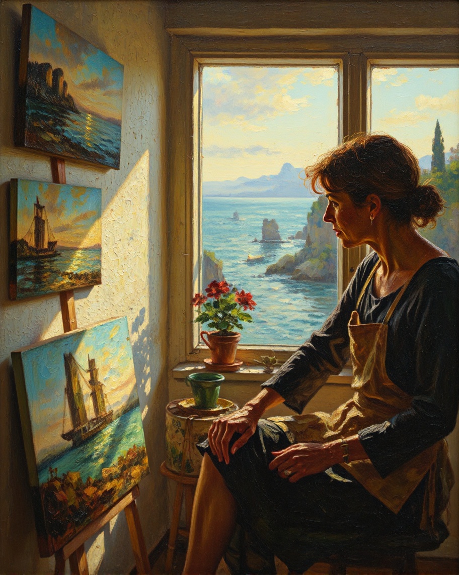 A painter in her studio